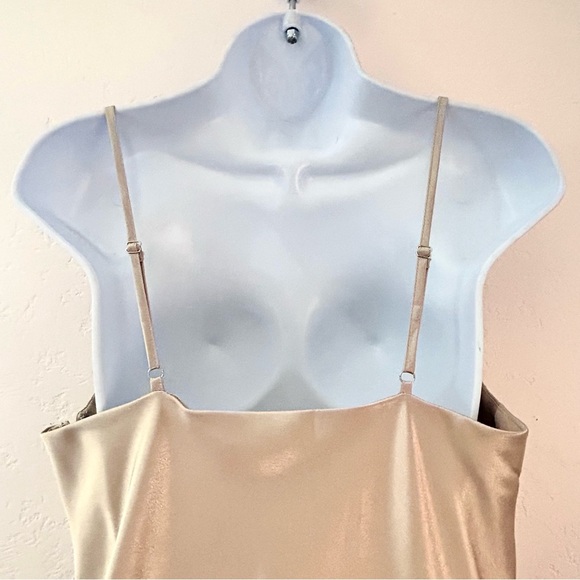 Birdy Grey Lisa Midi Shiny Satin Slip Dress Champagne Size M - Picture 7 of 13